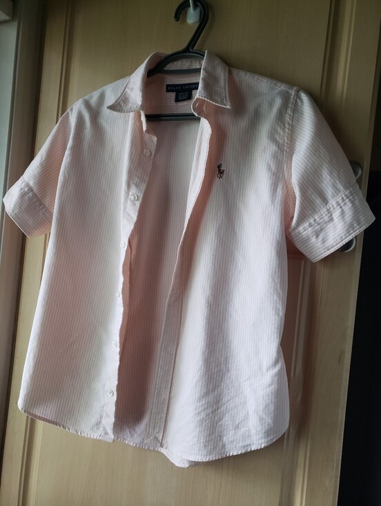 Ralph Lauren Tops - Ralph Lauren Light Pink Striped Short Sleeve Button-Down Shirt